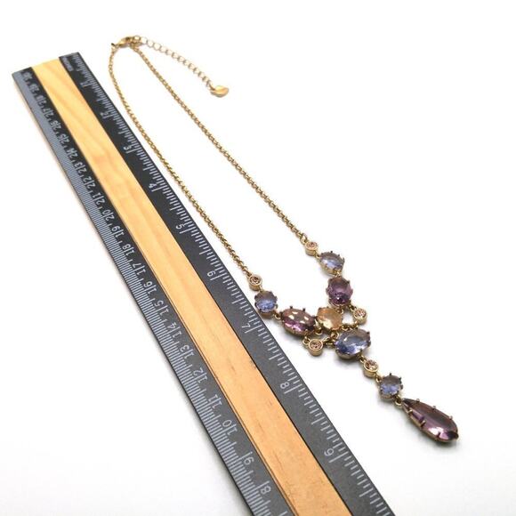 Carolee Purple Lavender Rhinestone Necklace, Gold Tone, 18 Inches - Picture 8 of 8